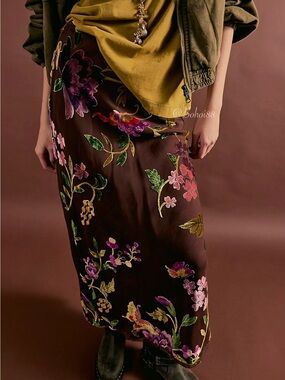 NEW Free People Secret Garden Midi Skirt